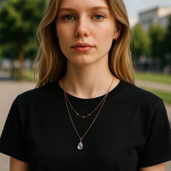 Kendra Scott Black Double Chain Necklace Feminine Whimsigoth Goth Dainty - Picture 7 of 7